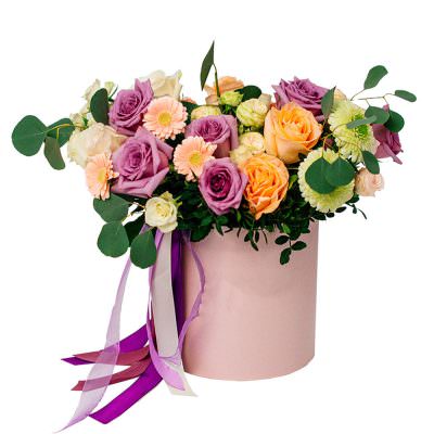 Букет из розы и герберы в коробке «Дары»