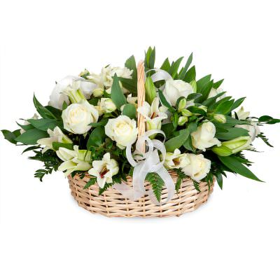 Корзина с розами и лилиями «Нежность»