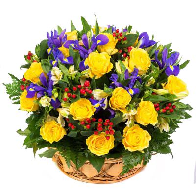 Корзина с цветами в подарок «Солнечный блеск»