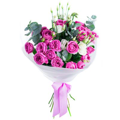 Букет из роз и эустом «Утренняя заря»