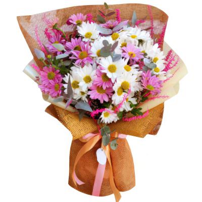 Букет с хризантемами «Роскошная палитра»