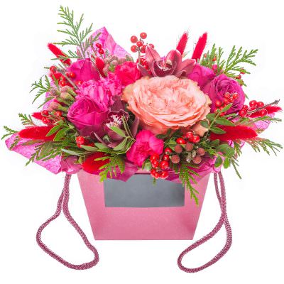 Цветы в коробке «Бархатный вечер»