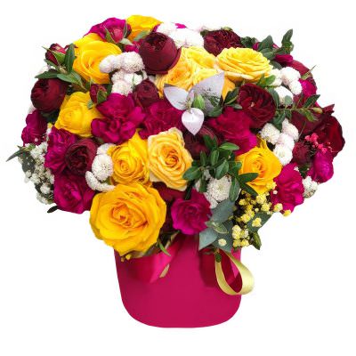 Цветы в коробке «Яркий всплеск»